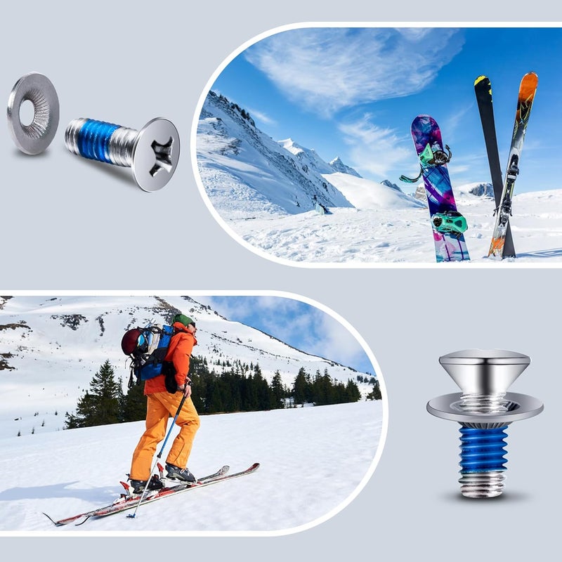 Adnee 64Pcs Snowboard Binding Screw Set - Snowboarding Mounting Screws with Snowboarding Screw Washers - Snowboard Screw Fixed Accessories for Ski Outdoor Sport Parts Replacement - Image 5